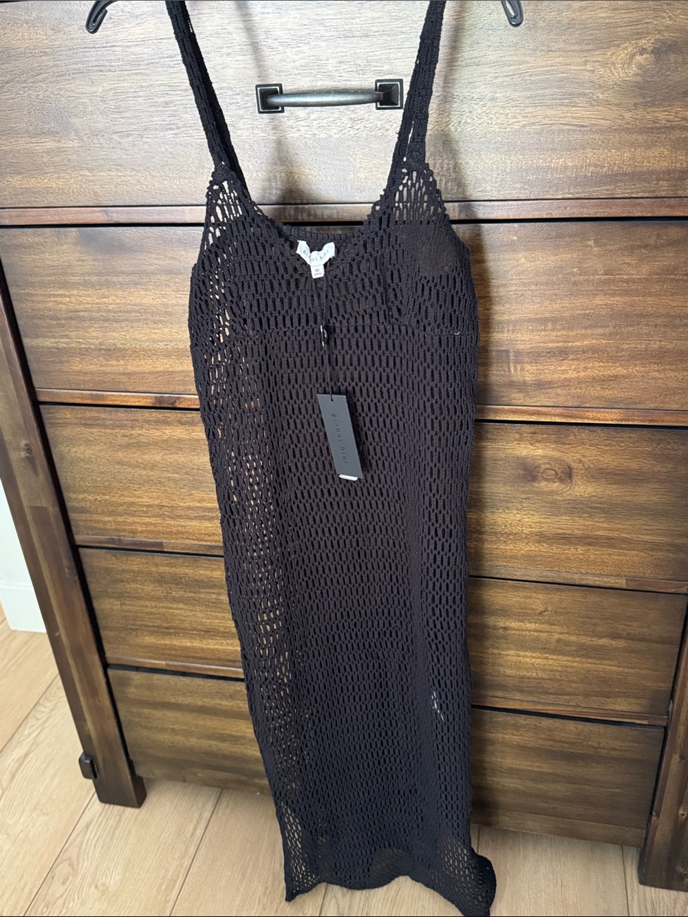 Gianni Bini Black Crochet Maxi Slip Dress
